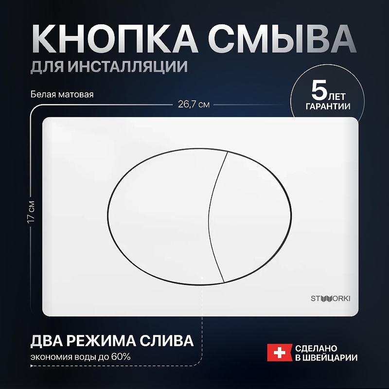Клавиша смыва STWORKI 230824 цвет Белый матовый