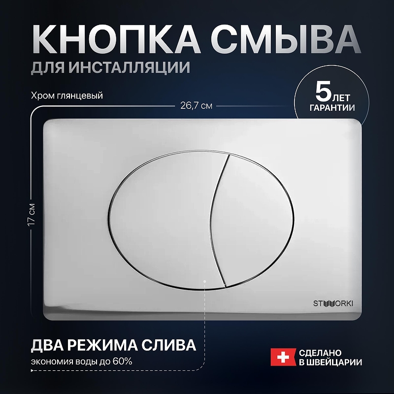 Клавиша смыва STWORKI 230822 цвет Хром глянцевый