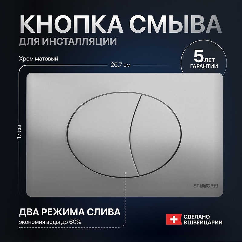 Клавиша смыва STWORKI 230823 цвет Хром матовый