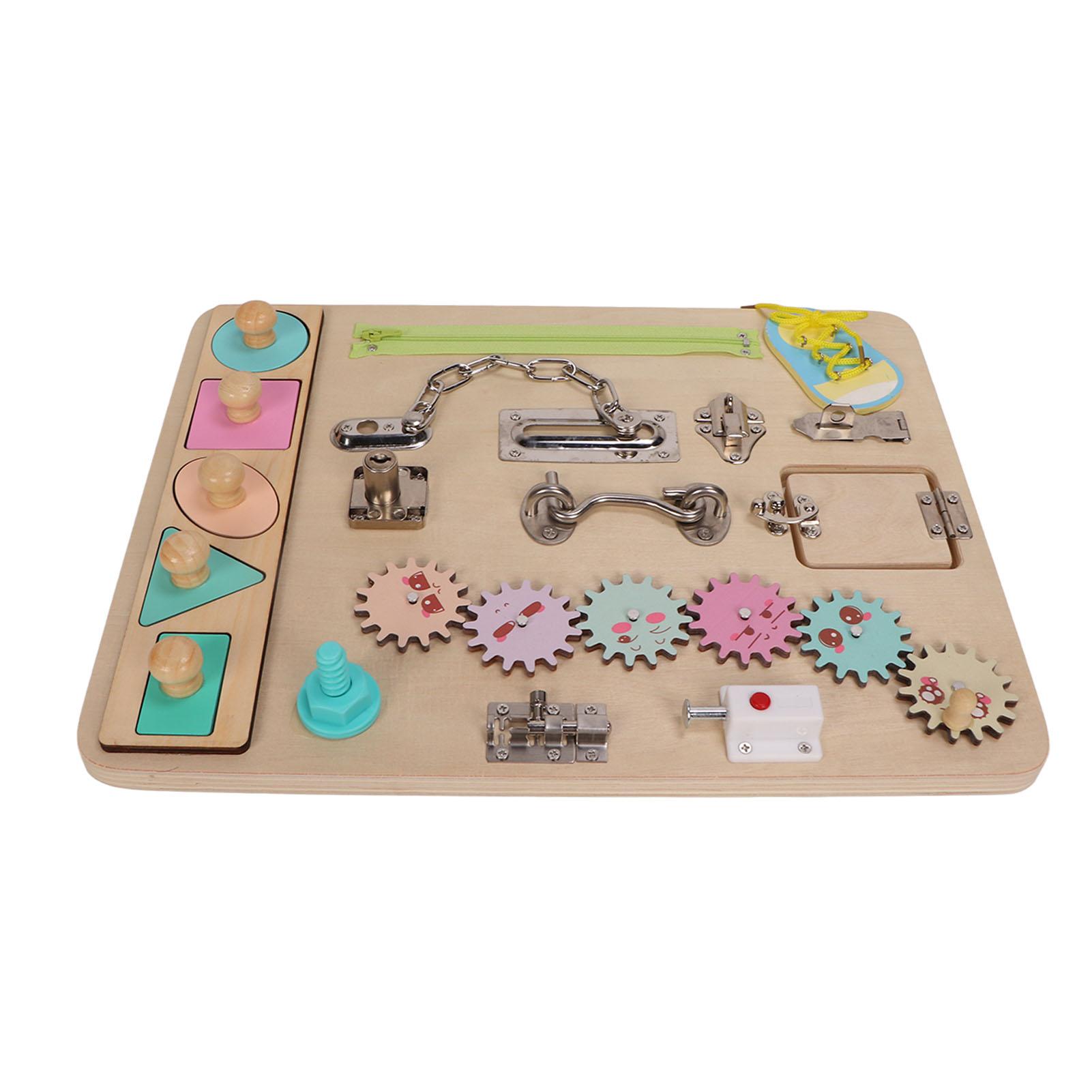 Деревянная сенсорная доска с защелками, ключом и замком, сенсорная доска с шестеренками
